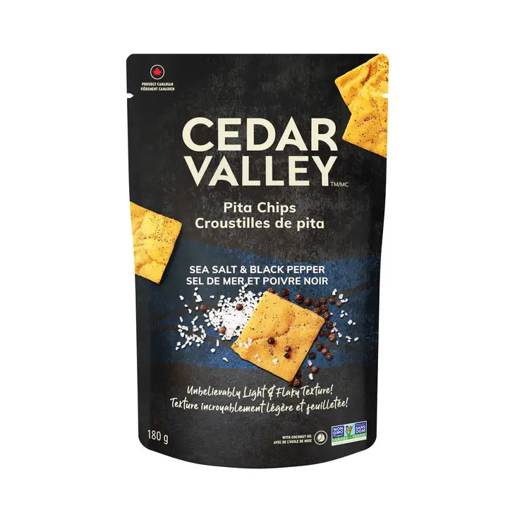 Cedar Valley Sea Salt and Black Pepper Pita Chips 180g Greatview
